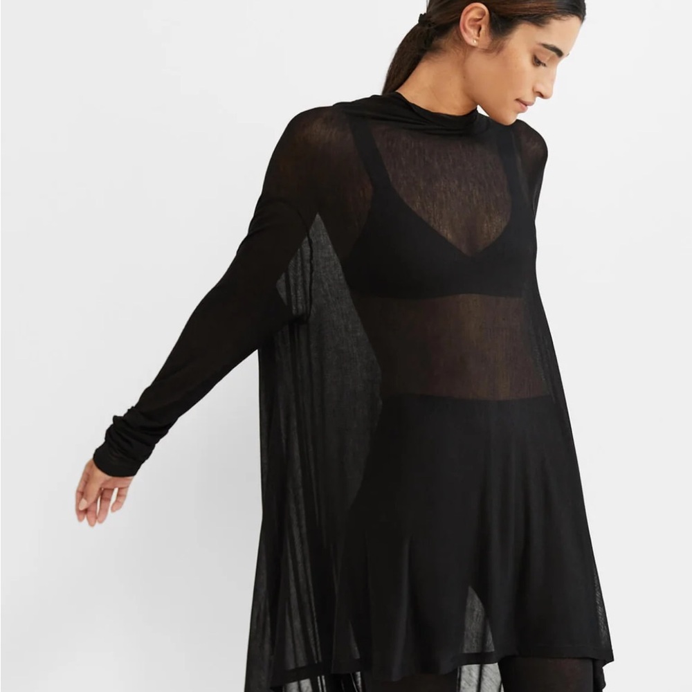 Chic Grey Sheer Tunic Top